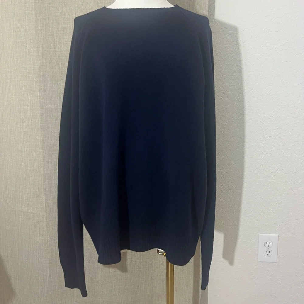 J. Crew 100% Lambs Wool‎ Crew Neck Sweater  Dark Blue Size XL